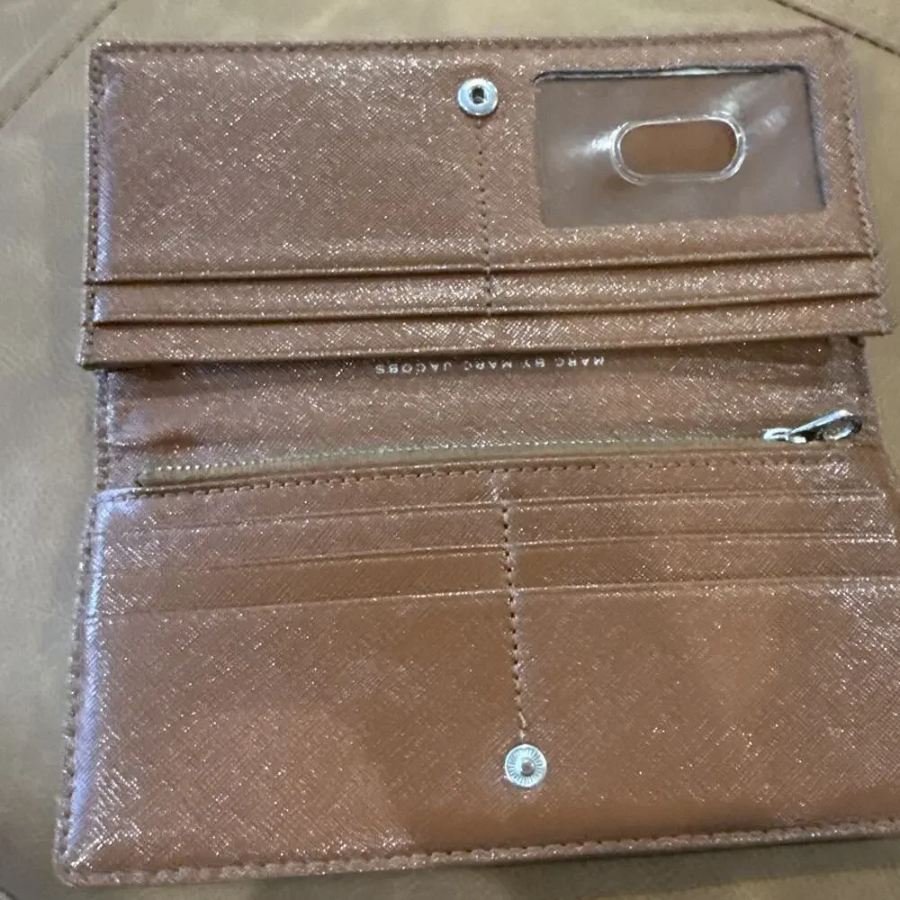 Marc By Marc Jacob’s Orange And Brown Bi-Fold 7.5” X 3.5” Wallet